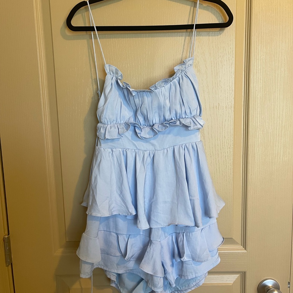 Light blue ruffle romper